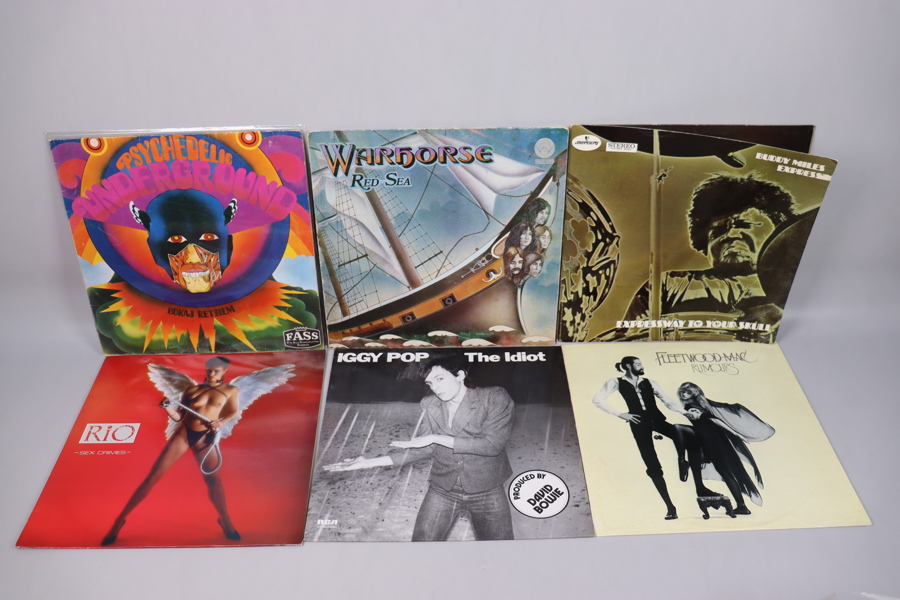 Diverse vinyl/LP-skivor, 70st, Warhorse, Humble Pie, Jimi Hendrix, Blacka Sabbath, ZZ Top, Budgie, Buddy Miles, Iggy Pop, Fleetwood Mac mm