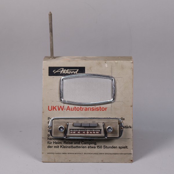 Akkord, UKW-Autotransistor, reklamställ för bilradio, tidigt 1960-tal