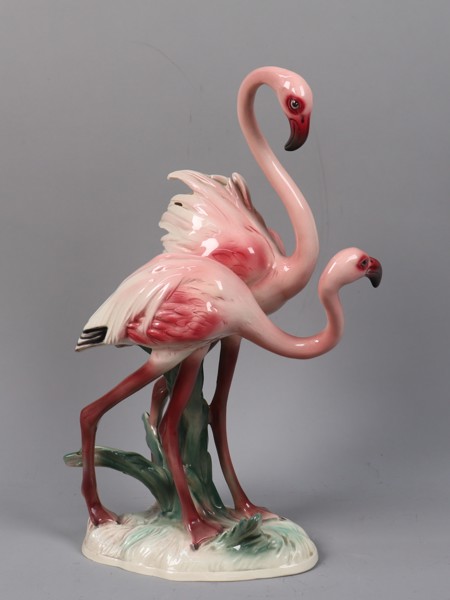 Albert Strunz, Cortendorf, Tyskland, figurin, flamingopar