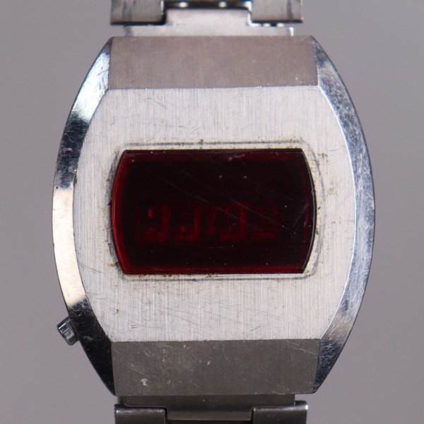 Armbandsur, herr, rostfritt stål, Digital Quartz LED, 1970-tal