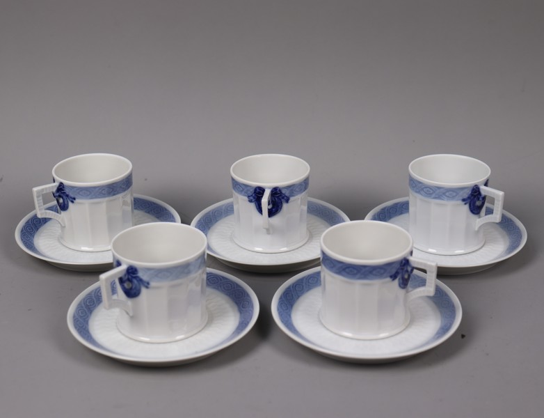 Arnold Krog, Royal Copenhagen, "Blå Vifte", kaffeservis, 10 delar