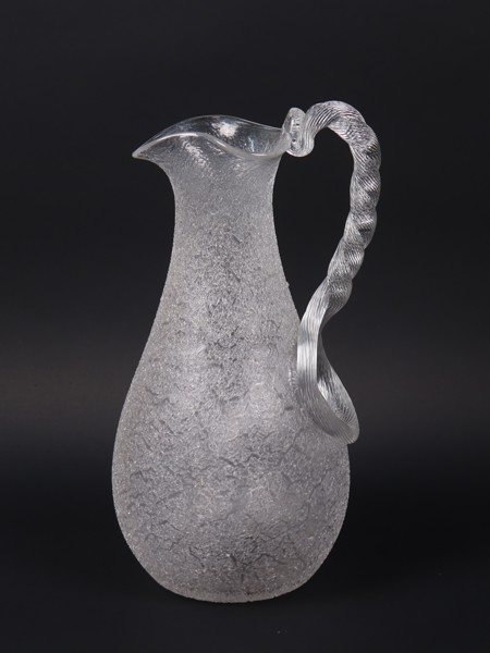 Kanna, krackelerat glas, möjligen Baccarat, 1900-tal